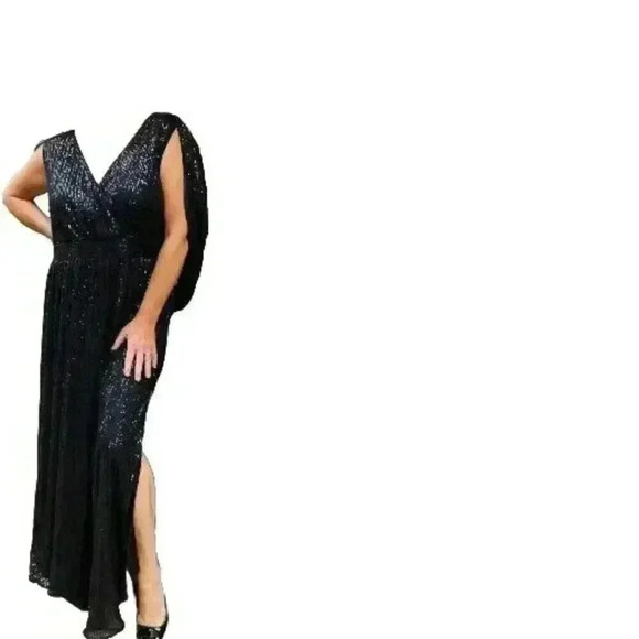 Women's Plus Size Double V-Neck Sequin Sleeveless Evening Dress 3X - Picture 6 of 16